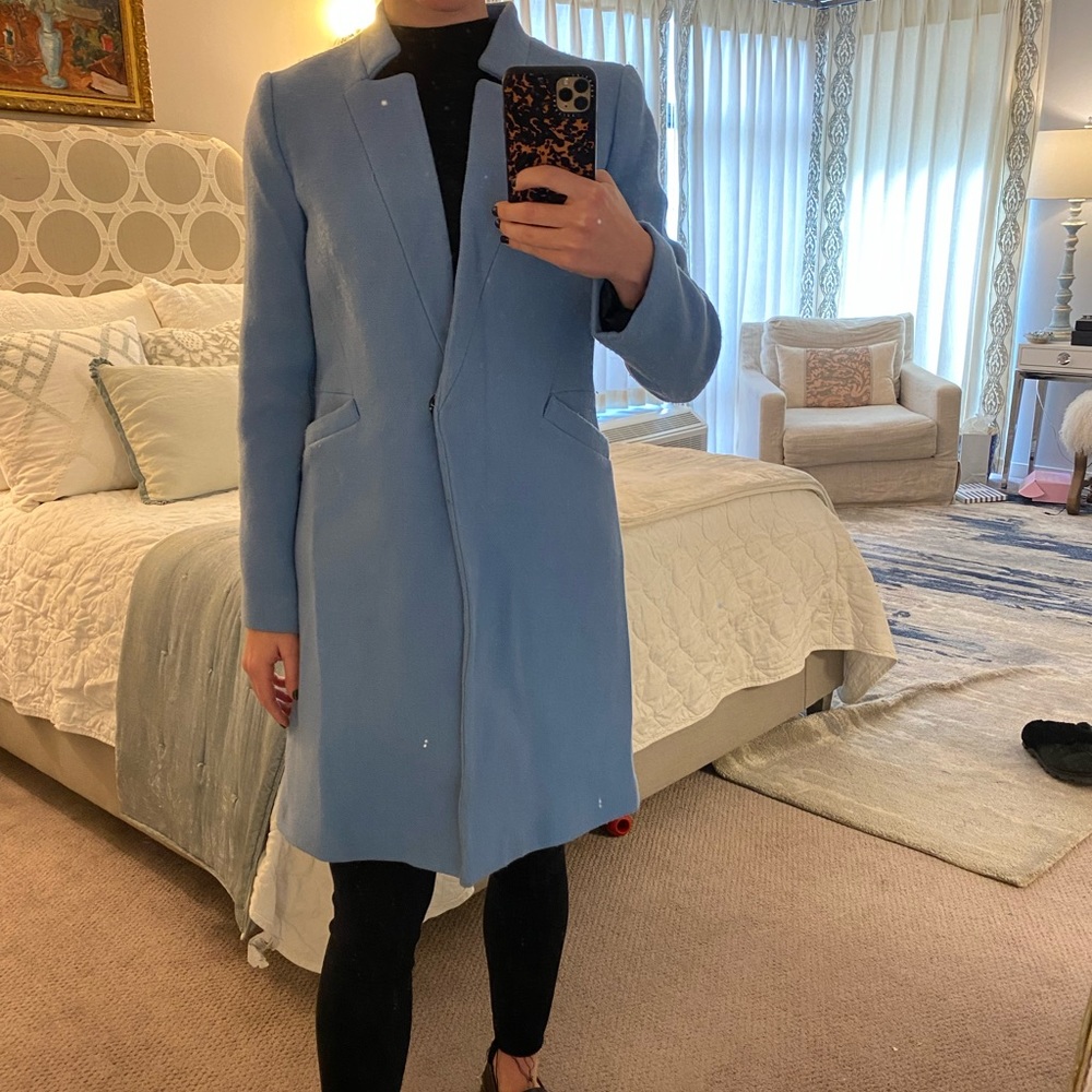 MILLY Flannel Coat in Sky Blue